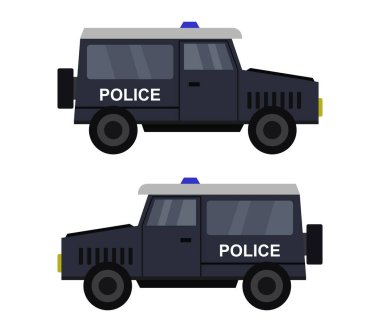 Beyaz arka planda polis minibüsü