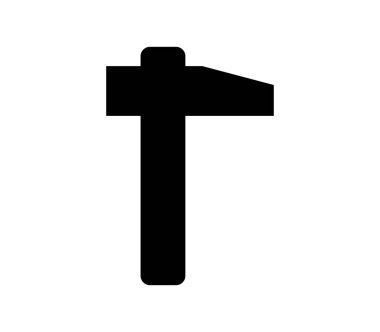 Beyaz arkaplanda vektör olarak gösterilen çekiç simgesi