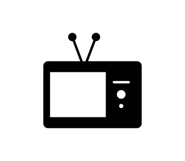 Beyaz arkaplanda Retro TV düz simgesi, vektör illüstrasyonu