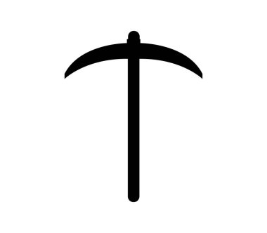 Beyaz arkaplanda vektör olarak gösterilen kazma simgesi