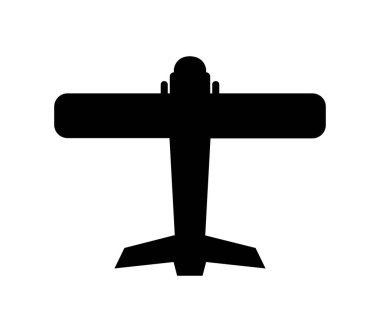 Beyaz arkaplanda vektör olarak gösterilen uçak simgesi