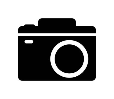 Beyaz arkaplanda vektör ile resimlenmiş kamera simgesi