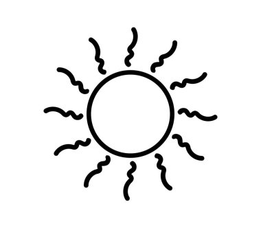 Beyaz arkaplanda vektör olarak gösterilen güneş simgesi