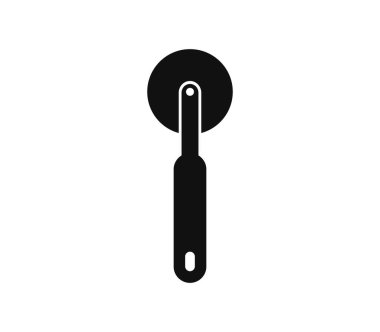 Beyaz arkaplanda pizza kesicisi simgesi