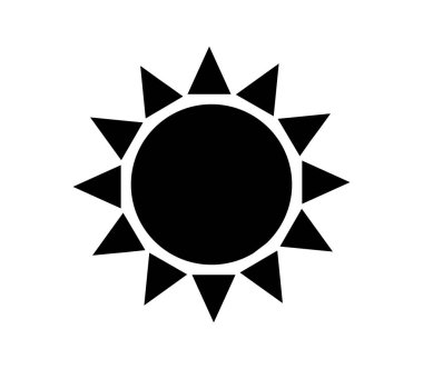 Beyaz arkaplanda vektör olarak gösterilen güneş simgesi