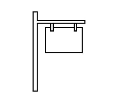 Beyaz arkaplanda işaret panosu simgesi