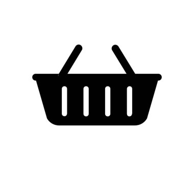 Beyaz arkaplanda alışveriş sepeti simgesi, vektör illüstrasyonu