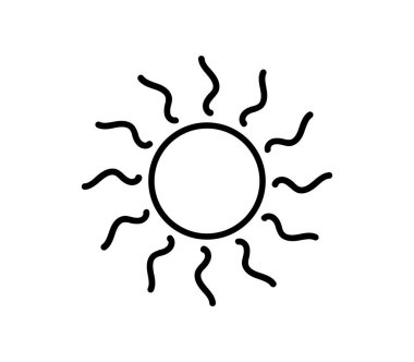 Beyaz arkaplanda vektör olarak gösterilen güneş simgesi