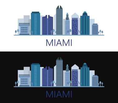 Beyaz arkaplanda Miami ufuk çizgisi