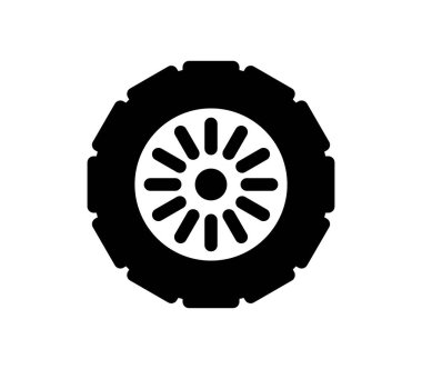 Araba tekerlek simgesi beyaz arka plan üzerinde