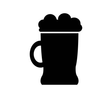 Beyaz arkaplanda bira kupası düz simgesi, vektör illüstrasyonu 