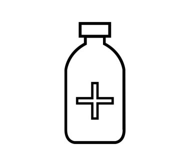 Tıbbi şişe simgesi beyaz arkaplanda vektör ile gösterilmiştir