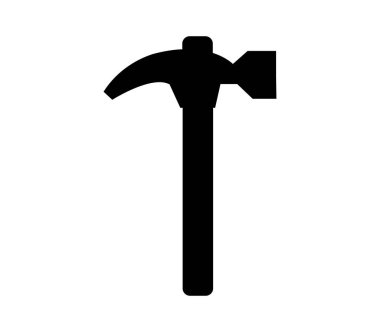 Beyaz arkaplanda vektör olarak gösterilen çekiç simgesi