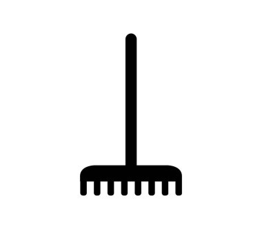 Beyaz arkaplanda vektör ile çizilmiş tırmık simgesi