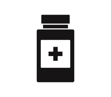 Beyaz arkaplanda tıbbi şişe simgesi