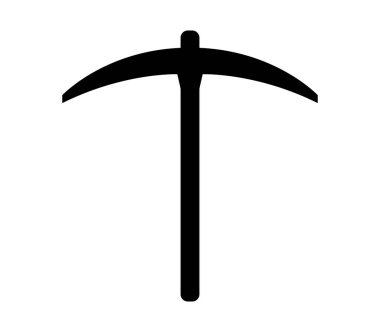 Beyaz arkaplanda vektör olarak gösterilen kazma simgesi