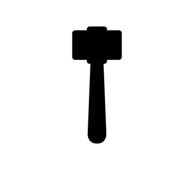 Beyaz arkaplanda vektör olarak gösterilen çekiç simgesi