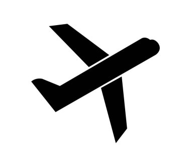 Beyaz arkaplanda vektör olarak gösterilen uçak simgesi