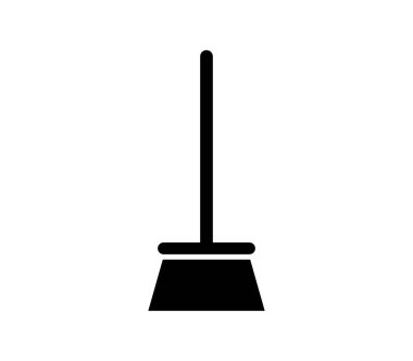 Beyaz arkaplanda süpürge simgesi