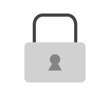 Beyaz arkaplanda asma kilit simgesi