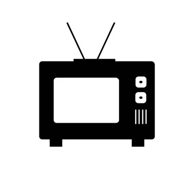 Beyaz arkaplanda Retro TV düz simgesi, vektör illüstrasyonu