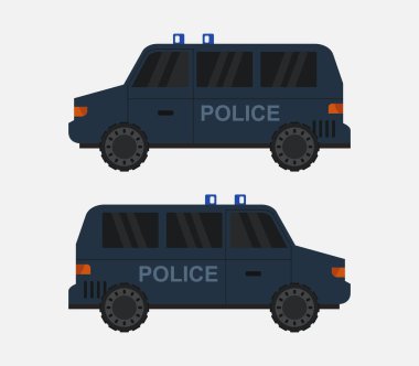 Beyaz arka planda polis minibüsü