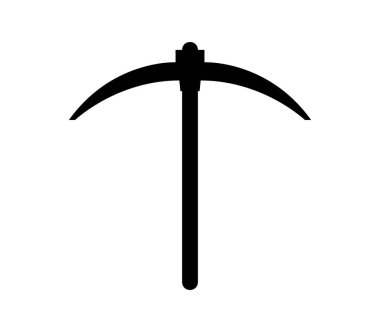 Beyaz arkaplanda vektör olarak gösterilen kazma simgesi