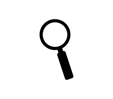 Beyaz arkaplanda büyüteç düz simge, vektör illüstrasyonu