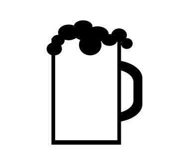 Beyaz arkaplanda bira kupası düz simgesi, vektör illüstrasyonu 