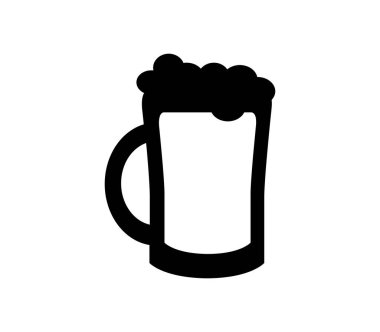 Beyaz arkaplanda bira kupası düz simgesi, vektör illüstrasyonu 