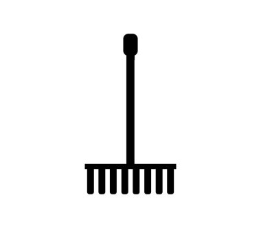 Beyaz arkaplanda vektör ile çizilmiş tırmık simgesi