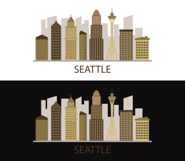 Beyaz arkaplanda ufuk çizgisi Seattle