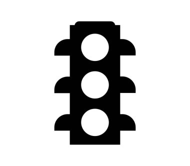 Beyaz arkaplanda trafik ışığı düz simgesi, vektör illüstrasyonu