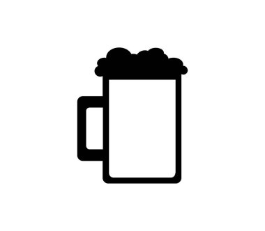 Beyaz arkaplanda bira kupası düz simgesi, vektör illüstrasyonu 