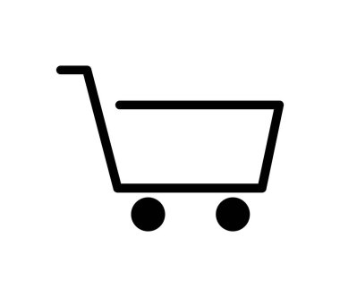 Beyaz arkaplanda vektör ile resimlenmiş alışveriş arabası simgesi