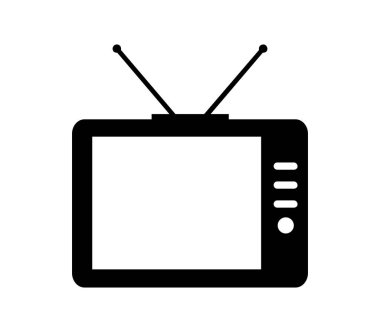 Beyaz arkaplanda Retro TV düz simgesi, vektör illüstrasyonu