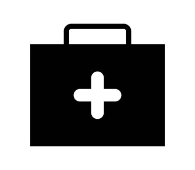 Beyaz arkaplanda tıbbi çanta simgesi