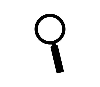 Beyaz arkaplanda büyüteç düz simge, vektör illüstrasyonu