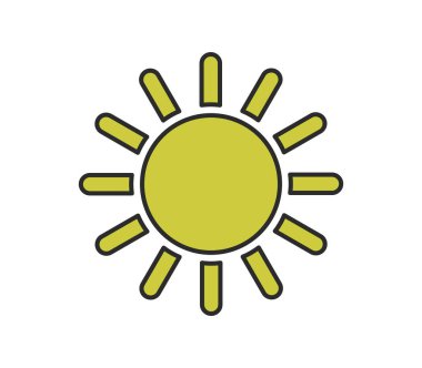 Beyaz arkaplanda güneş simgesi