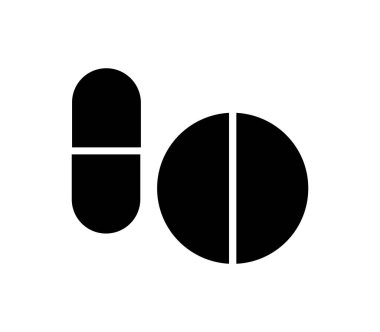 Beyaz arkaplanda vektör olarak gösterilen hap simgesi