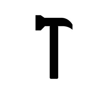 Beyaz arkaplanda vektör olarak gösterilen çekiç simgesi