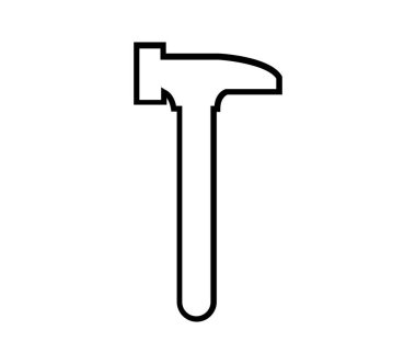 Beyaz arkaplanda vektör olarak gösterilen çekiç simgesi