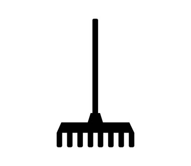 Beyaz arkaplanda vektör ile çizilmiş tırmık simgesi