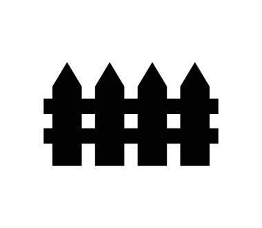 Beyaz arkaplanda tahta çit düz simgesi, vektör illüstrasyonu 