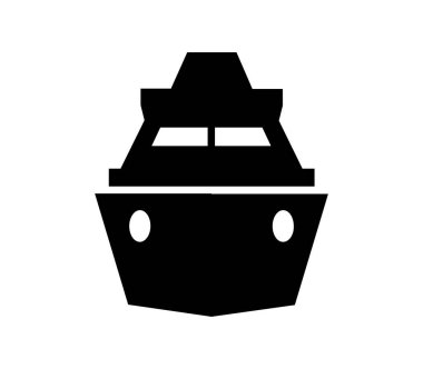 Beyaz arkaplanda vektör ile resimlenmiş gemi simgesi