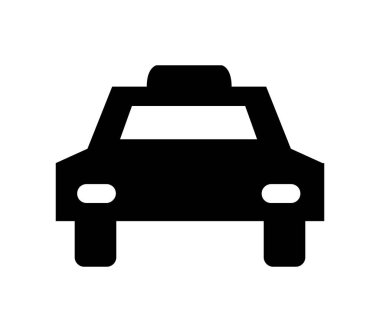 Beyaz arkaplanda vektör olarak gösterilen taksi simgesi