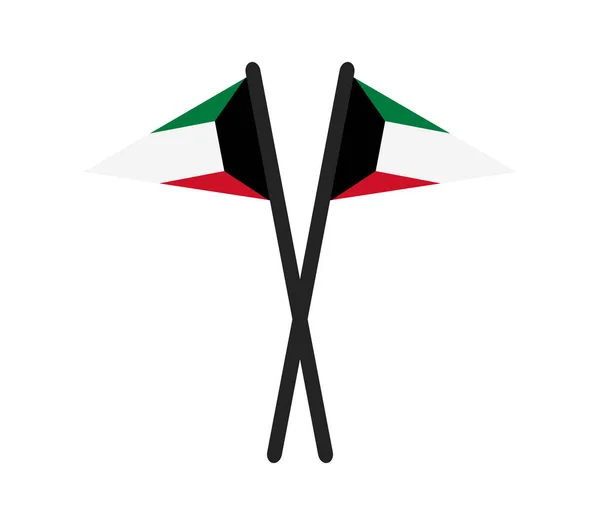 Kuwait Flaggor Vit Bakgrund — Stock vektor