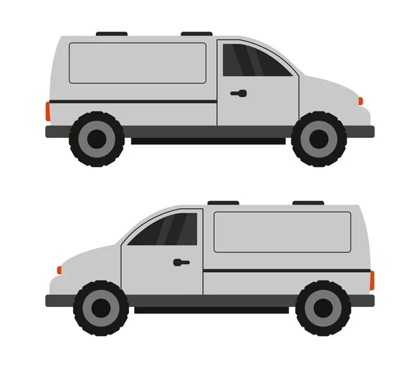 Furgonetas Coches Sobre Fondo Blanco — Vector de stock