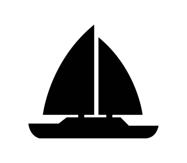 Zeilboot Pictogram Geïllustreerd Vector Witte Achtergrond — Stockvector