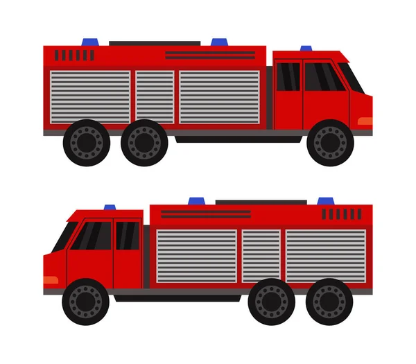 Camiones Bomberos Fondo Blanco — Vector de stock